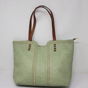 Montana West Flight Green faux leather double handle toe bag purse Large